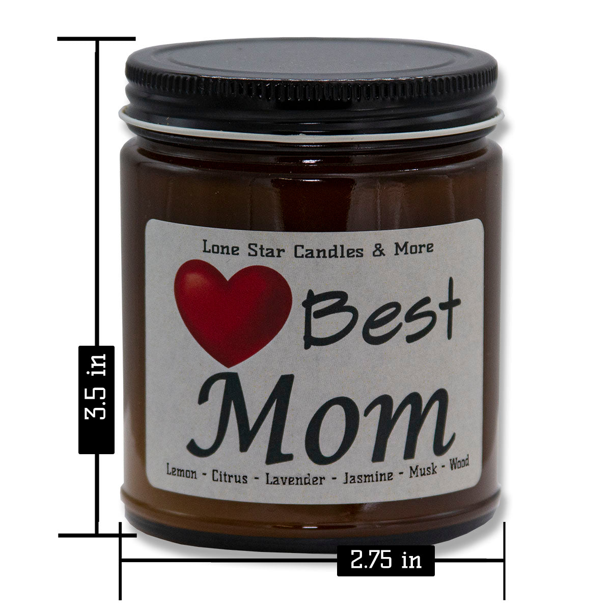 Icy Black, Lone Star Candles & More's Premium Hand Poured Strong Scented Soy Wax Gift Candle, A Uniquely Masculine and Earthy Blend, USA Made in Texas, Amber Glass Jars, 9oz Best Mom