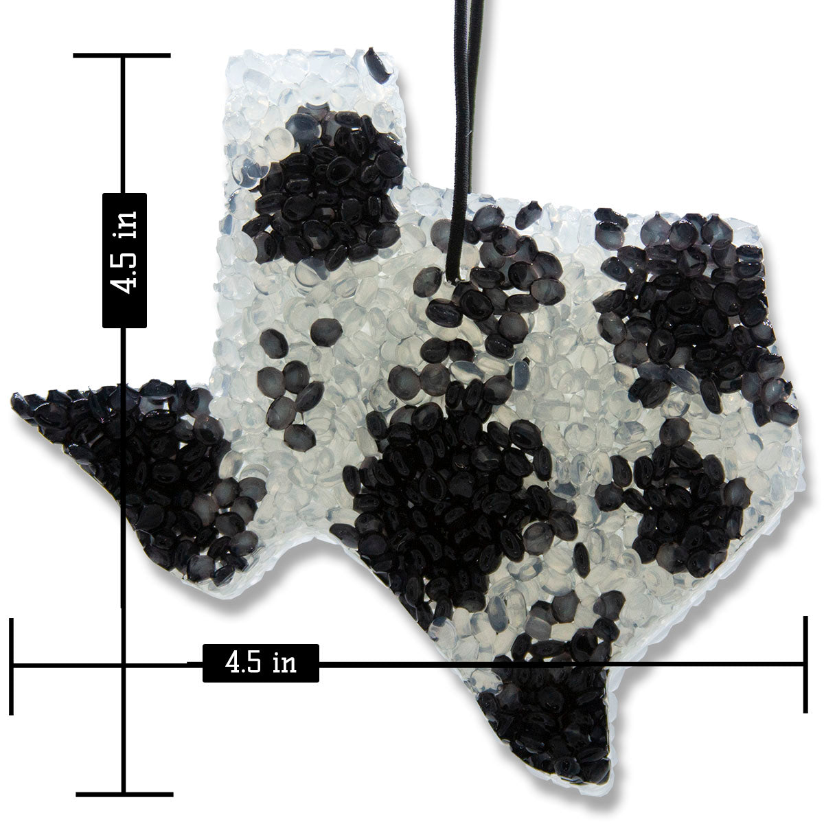 Lone Star Candles & More's Premium Strongly Scented Freshies, Car & Air Freshener, USA Made, Black TX Cowhide 1-Pack Dimensions