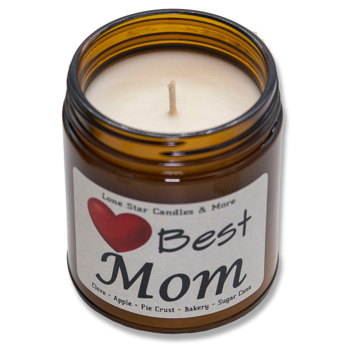 Hot Apple Pie, Lone Star Candles & More's Premium Hand Poured Strongly Scented Soy Wax Gift Candle, Warm Sweet Baked Apples, and Flaky Pie Crust, USA Made in Texas, Amber Glass Jar 9oz Best Mom