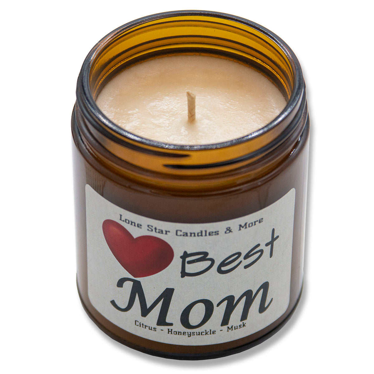 Honeysuckle, Lone Star Candles & More's Premium Hand Poured Strongly Scented Soy Wax Gift Candle, The perfect Spring and Summer-Time Scent, USA Made in Texas, Round Amber Glass Jar 9oz Best Mom