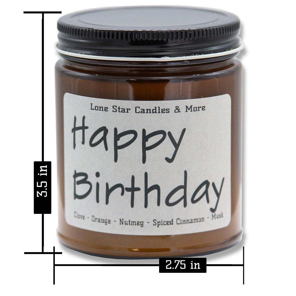Autumn Cider, Lone Star Candles & More's Premium Hand Poured Strongly Scented Soy Wax Gift Candle, Fall Spices, Sweet Musk, & A Hint of Pineapple, US Made in Texas, Amber Glass Jar 9oz Happy Birthday