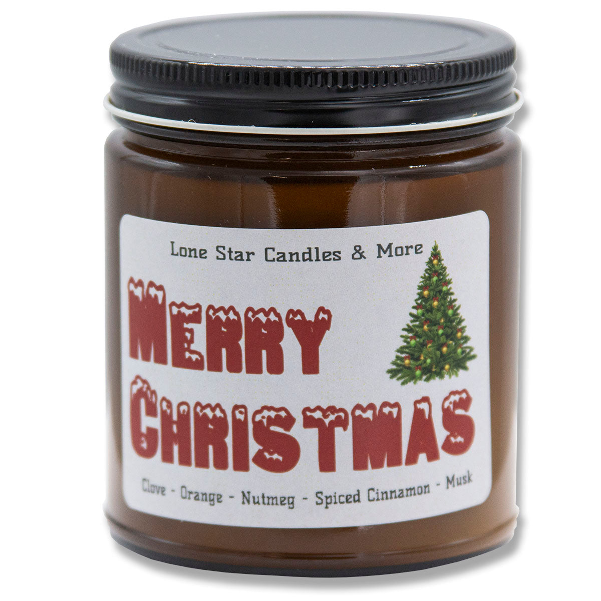 Autumn Cider, Lone Star Candles & More's Premium Hand Poured Strongly Scented Soy Wax Gift Candle, Fall Spices, Sweet Musk, & A Hint of Pineapple, US Made in Texas, Amber Glass Jar 9oz Merry Christmas