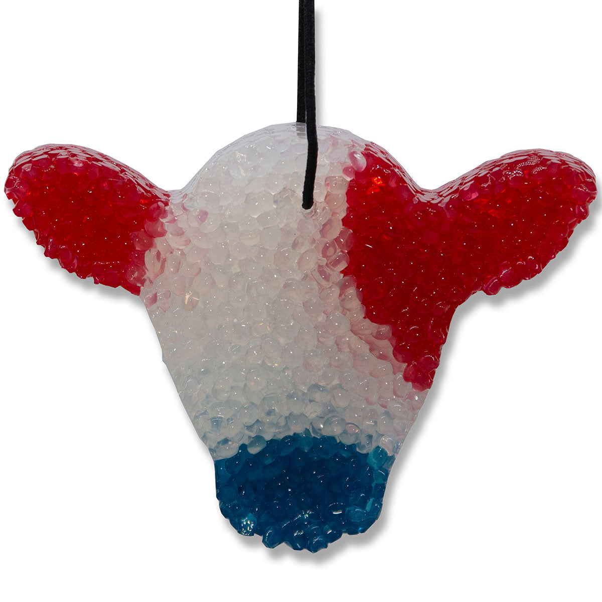 Leather, Lone Star Candles & More’s Premium Strongly Scented Freshies, Authentic Aroma of Genuine Leather, Car & Air Freshener, USA Made in Texas, Red, White & Blue Cute Cow Face 1-Pack