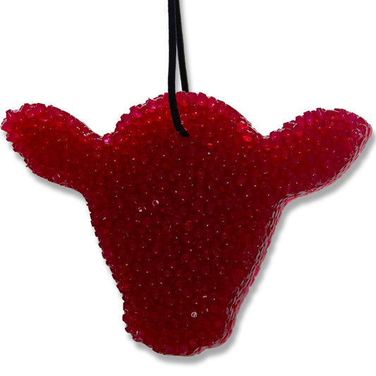 Strawberry Leather, Lone Star Candles & More’s Premium Strongly Scented Freshies, Genuine Leather with Sweet & Juicy Strawberries, Car & Air Freshener, USA Made in Texas, Strawberry Cute Cow Face 1-Pack