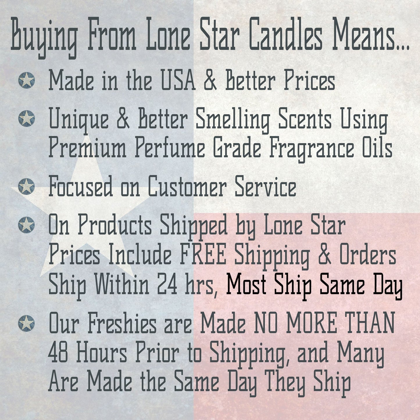 Leather, Lone Star Candles & More’s Premium Strongly Scented Freshies, Authentic Aroma of Genuine Leather, Car & Air Freshener, USA Made in Texas, Orange Texas State 1-Pack