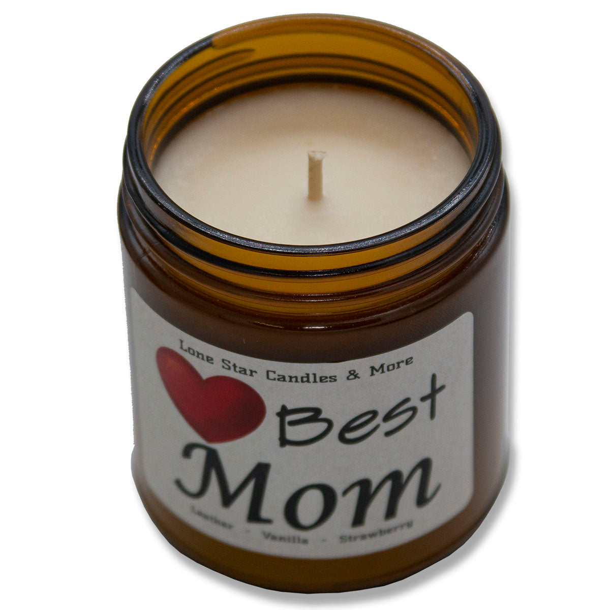 Leather & Lace, Lone Star Candles & More's Premium Hand Poured Strong Scented Soy Wax Gift Candle, Aroma of Genuine Leather & Creamy Vanilla, USA Made in Texas, Amber Glass Jars, 9oz Best Mom