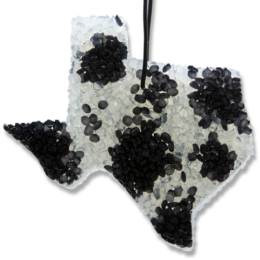 Strawberry Leather, Lone Star Candles & More's Premium Strongly Scented Freshies, Genuine Leather Aroma with Sweet & Juicy Strawberries, Car & Air Freshener, USA Made in Texas, Black TX Cowhide 1-Pack