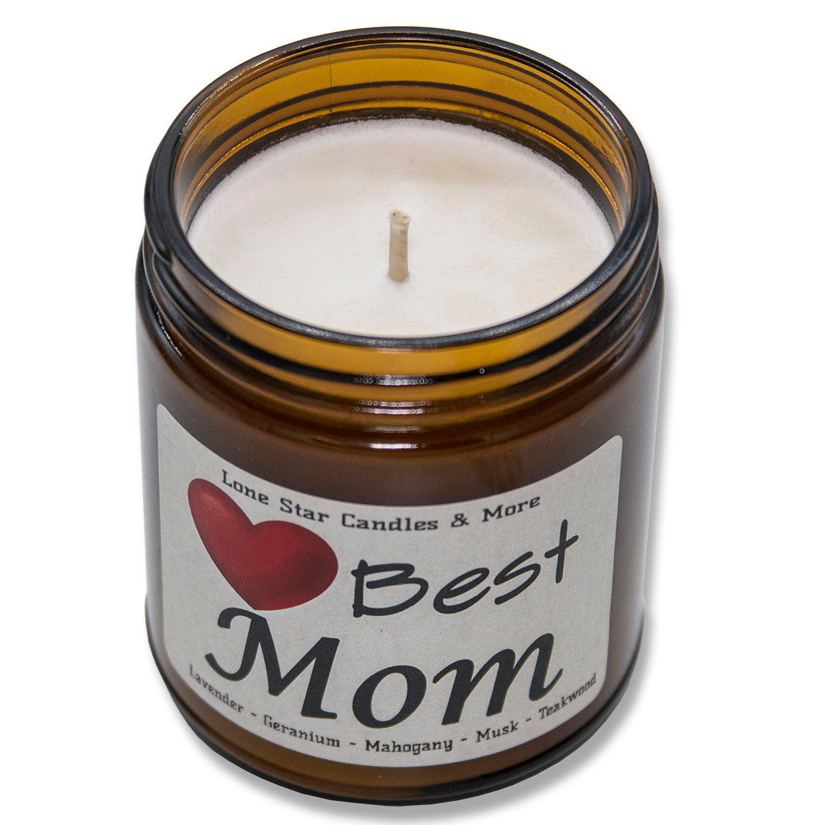 Mahogany Teakwood, Lone Star Candles & More's Premium Hand Poured Strongly Scented Soy Wax Gift Candle, A Rich Blend of Fine Woods and Florals, USA Made in Texas, Amber Glass Jar 9oz Best Mom