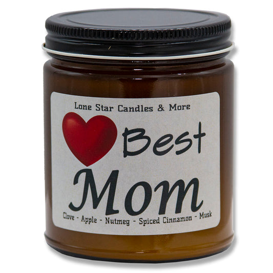 Mulled Cider, Lone Star Candles & More's Premium Hand Poured Strongly Scented Soy Wax Gift Candle, The scent of Sweet N Spicy Cider, USA Made in Texas, Round Amber Glass Jar 9oz Best Mom