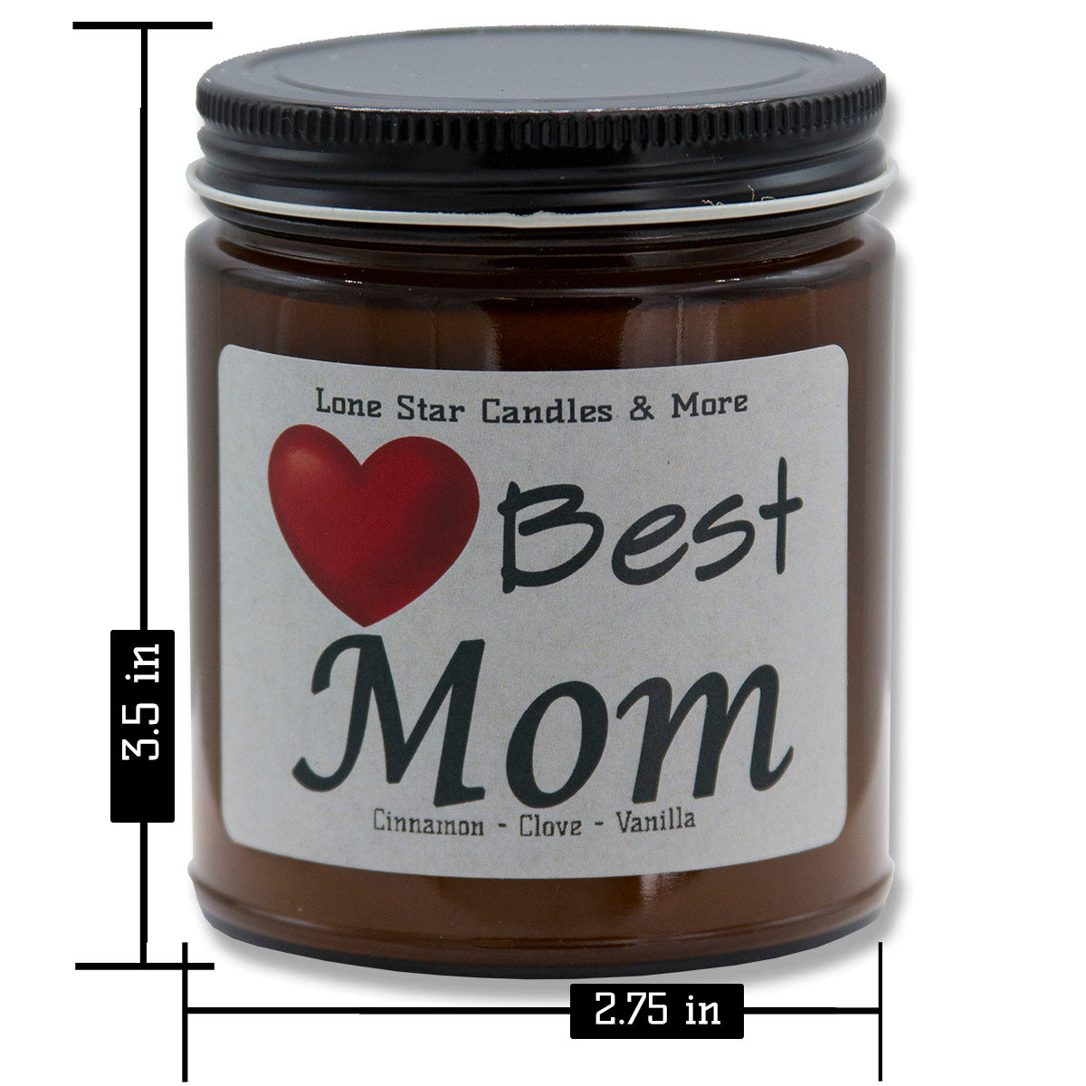 Cinnamon Vanilla, Lone Star Candles & More's Premium Hand Poured Strong Scented Soy Wax Gift Candle, Ground Cinnamon & Sweet Vanilla Bean, USA Made in Texas, Round Amber Glass Jars, 9oz Best Mom