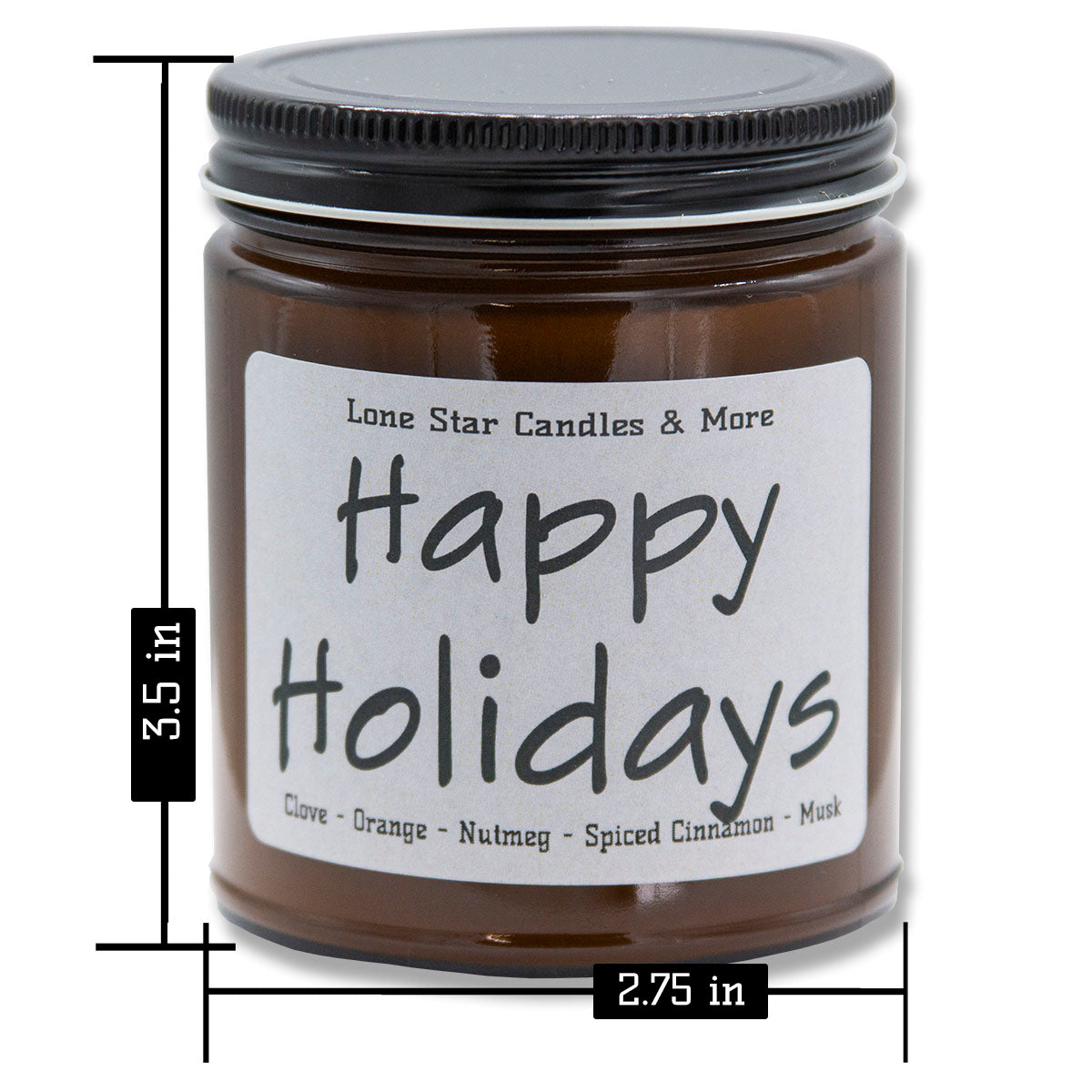 Autumn Cider, Lone Star Candles & More's Premium Hand Poured Strongly Scented Soy Wax Gift Candle, Fall Spices, Sweet Musk, & A Hint of Pineapple, US Made in Texas, Amber Glass Jar 9oz Happy Holidays
