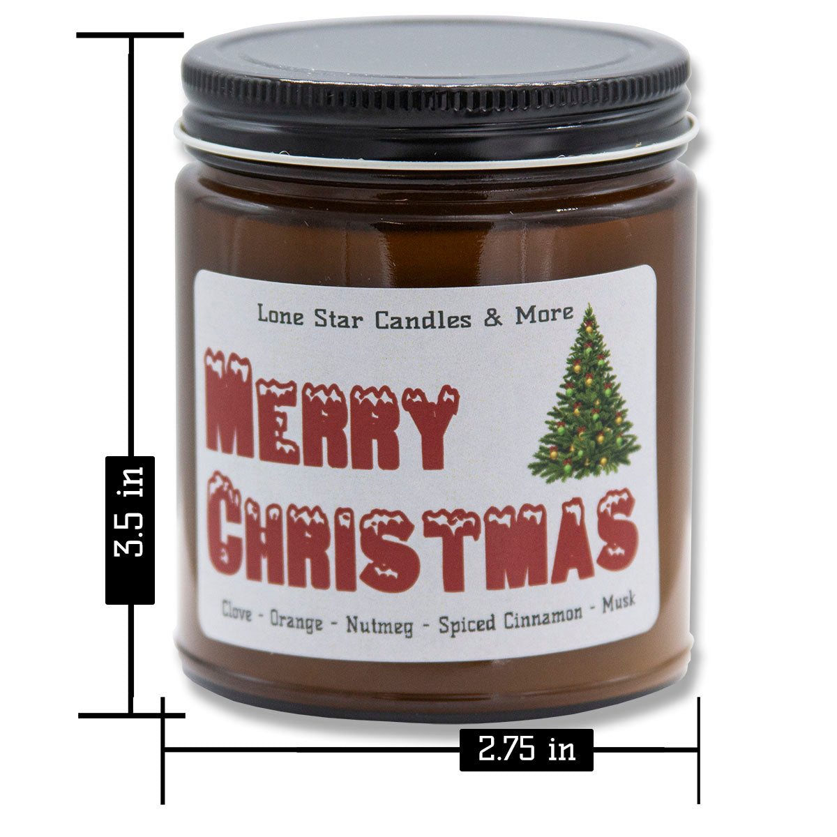 Autumn Cider, Lone Star Candles & More's Premium Hand Poured Strongly Scented Soy Wax Gift Candle, Fall Spices, Sweet Musk, & A Hint of Pineapple, US Made in Texas, Amber Glass Jar 9oz Merry Christmas