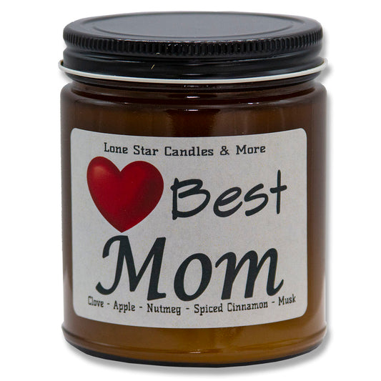 Mulled Cider, Lone Star Candles & More's Premium Hand Poured Strongly Scented Soy Wax Gift Candle, The scent of Sweet N Spicy Cider, USA Made, Round Amber Glass Jar 9oz Best Mom