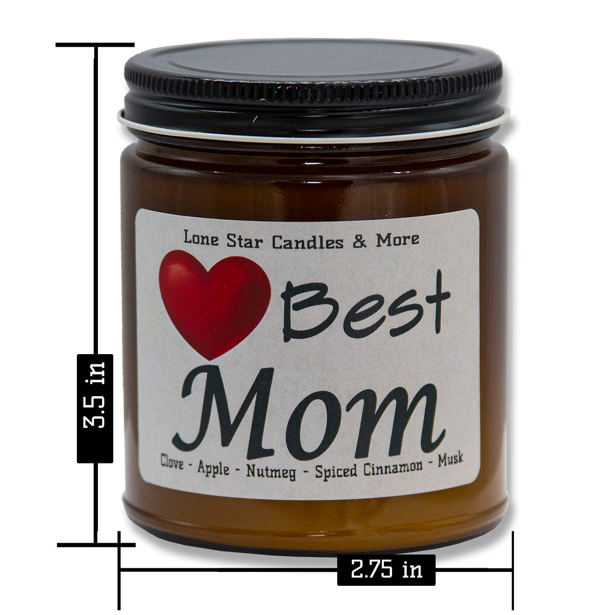 Mulled Cider, Lone Star Candles & More's Premium Hand Poured Strongly Scented Soy Wax Gift Candle, The scent of Sweet N Spicy Cider, USA Made, Round Amber Glass Jar 9oz Best Mom