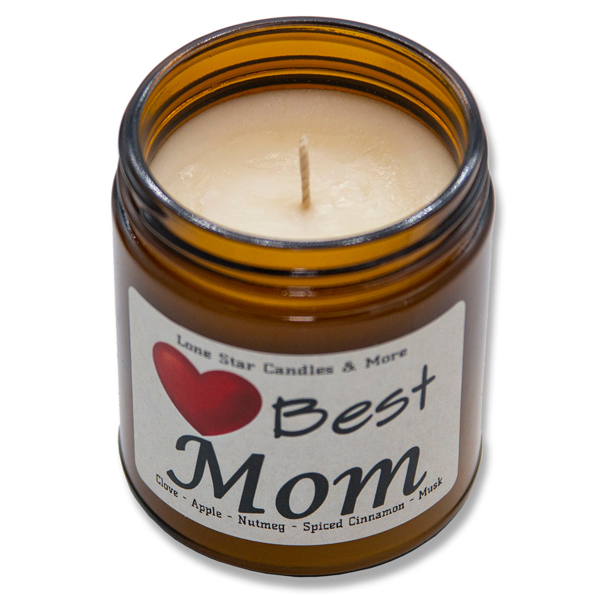 Mulled Cider, Lone Star Candles & More's Premium Hand Poured Strongly Scented Soy Wax Gift Candle, The scent of Sweet N Spicy Cider, USA Made, Round Amber Glass Jar 9oz Best Mom