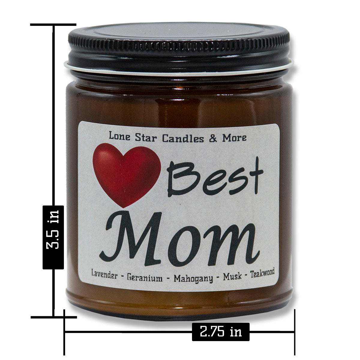 Mahogany Teakwood, Lone Star Candles & More's Premium Hand Poured Strongly Scented Soy Wax Gift Candle, A Rich Blend of Fine Woods and Florals, USA Made, Amber Glass Jar 9oz Best Mom